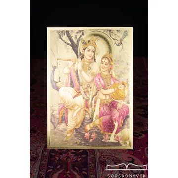 Radha, Krisna, pávával, fákkal, Krisna mögött fa A4