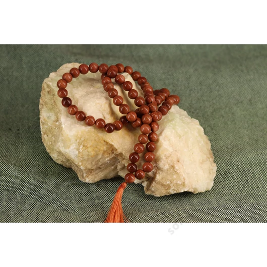 Vörös napkő mala, 108 szem, 8 mm