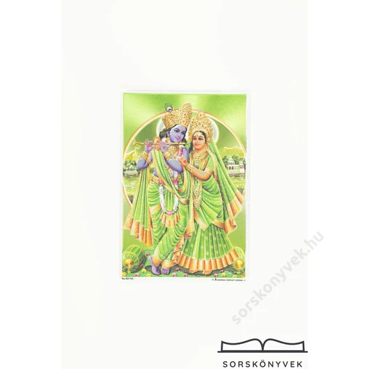 Radha, Krisna, zöld háttér A5